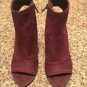 BRASH Peep Toe Suede Booties